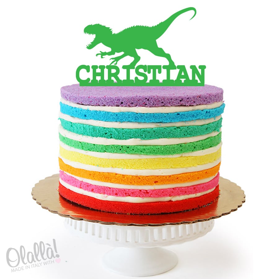 Cake Topper Personalizzato Dinosauro e Nome del Festeggiato