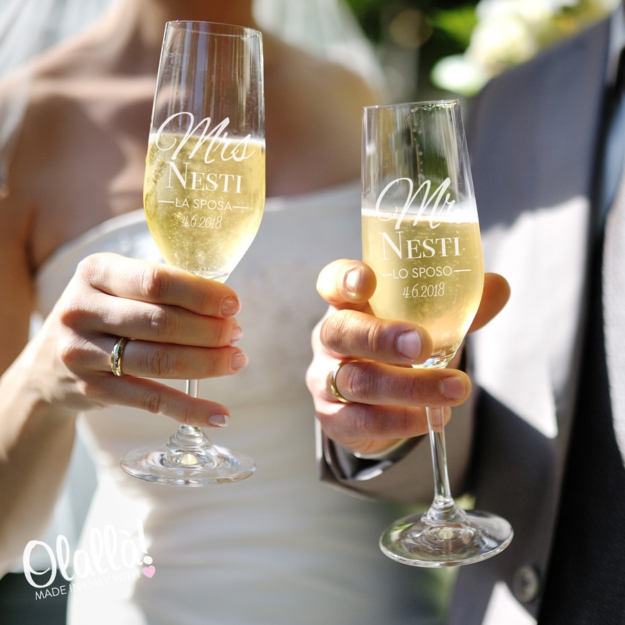 Bicchieri da vino per matrimoni, bicchieri da toast con cristalli bianchi  neri per lei e per lui, bicchieri personalizzati per coppia, set per la  sposa e lo sposo, anniversario -  Italia