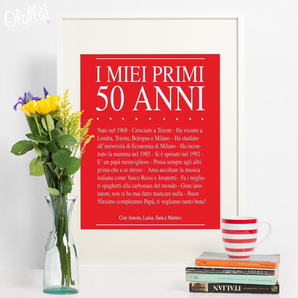 Stampa Personalizzata con Frasi su Festeggiato I Miei Primi 50 Anni