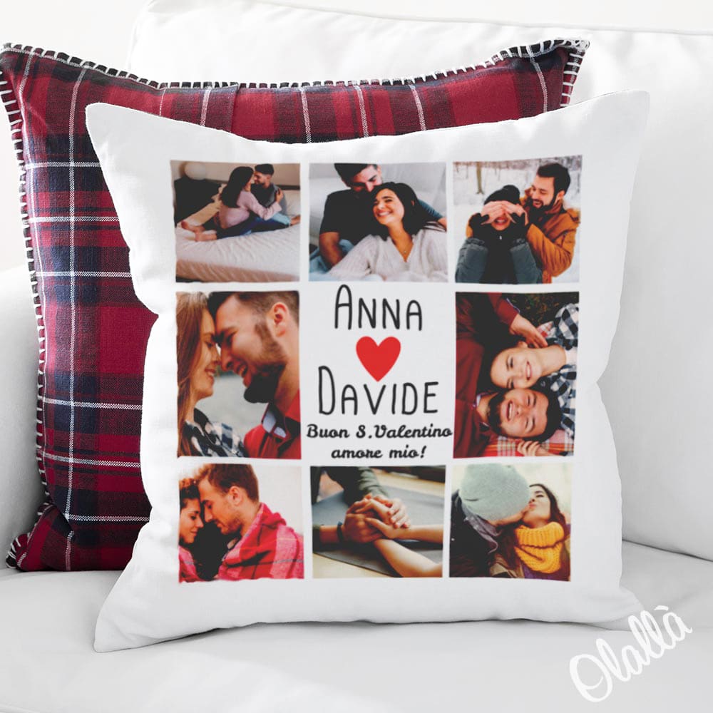 Cuscino Personalizzato con Nomi, Dedica e Foto - Idea Regalo San Valentino,  Anniversario