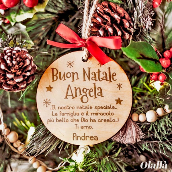 Decorazione in Legno da Appendere all'Albero di Natale - Idea Regalo