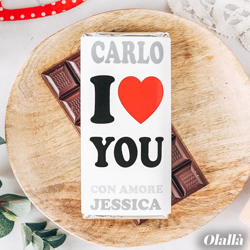 Barretta di Cioccolata Personalizzata I Love You - Idea Regalo San Valentino