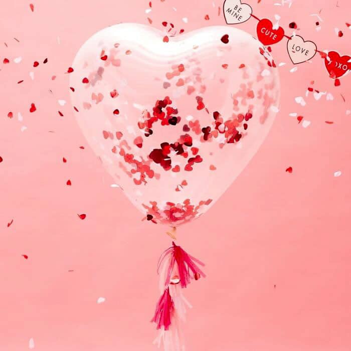 Palloncini a Forma di Cuore Rosa, Rosso e con Coriandoli - Decorazione  Amore per Camera, Casa, San Valentino