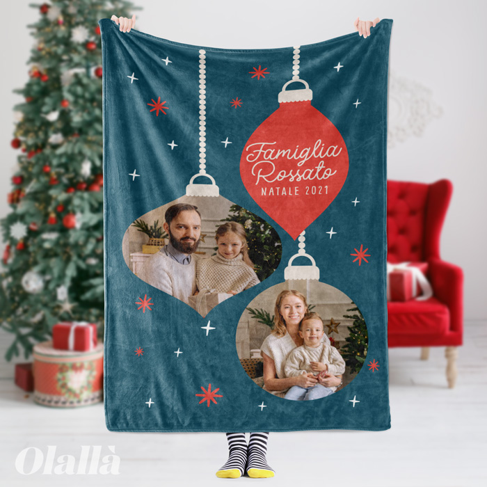 Coperta classica personalizzata con quadri di bufalo, coperta  personalizzata con foto e nome commemorativi, coperta natalizia,  decorazioni natalizie, regalo natalizio per mamma/famiglia