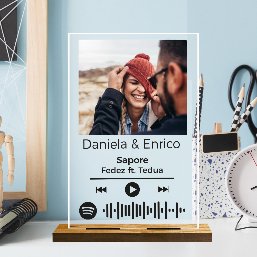Quadretto Placca in Plexiglass Personalizzabile con Foto, Nomi e Codice  Canzone Spotify - Idea Regalo Anniversario, San Valentino