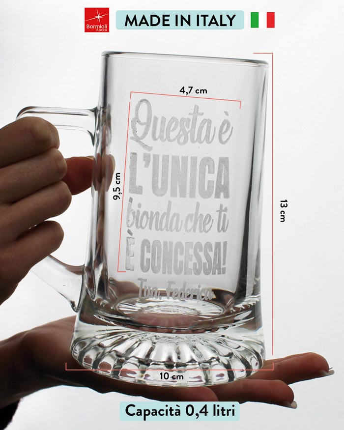 Boccale da Birra Inciso con Dedica Questa è l'Unica Bionda Che ti è  Concessa! Personalizzabile - Idea Regalo per Lui, Uomo San Valentino,  Compleanno, Anniversario