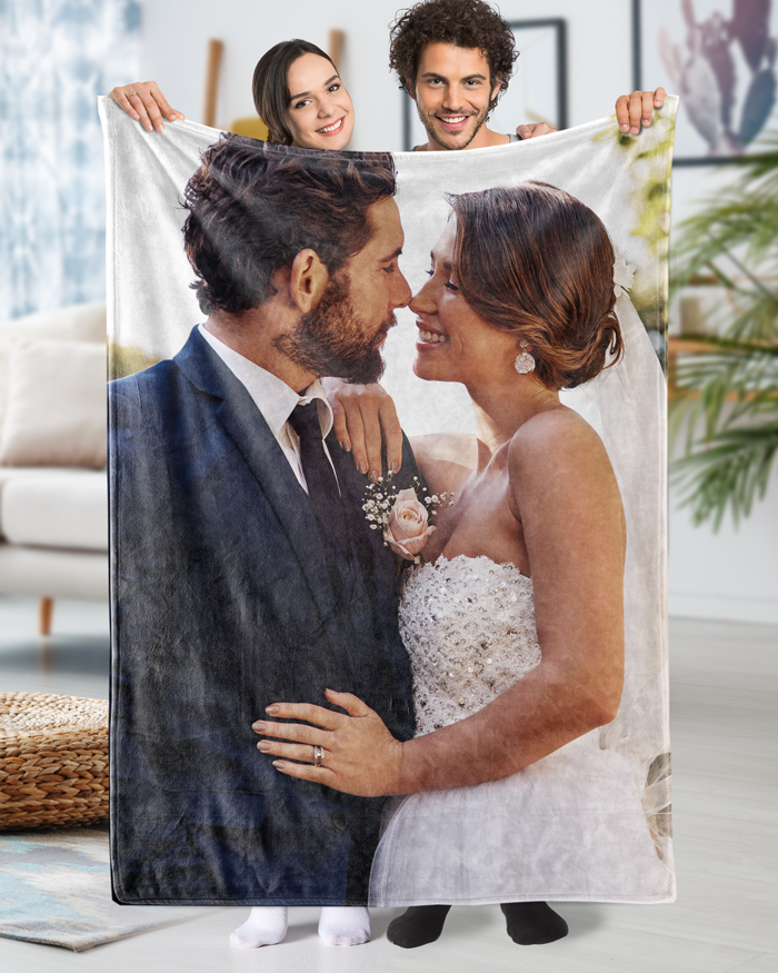 Plaid personalizzato con foto fidanzati coperta letto idea regalo amore  coppia