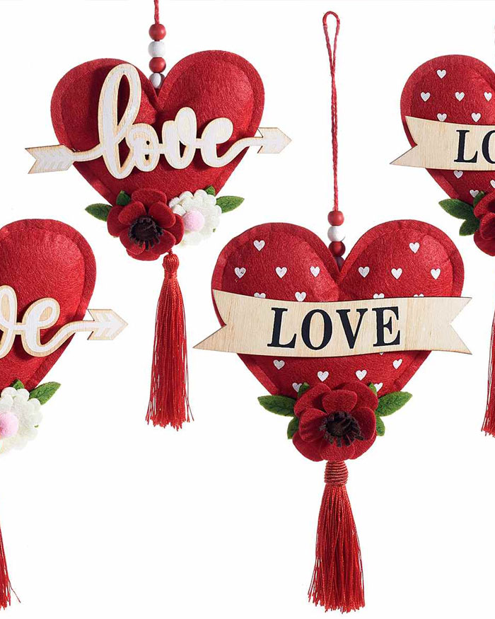 Set di 2 decorazioni a cuore ripieno a strisce rosse e bianche / decorazioni  per mensole di San Valentino / San Valentino rustico / decorazioni per San  Valentino in fattoria -  Italia