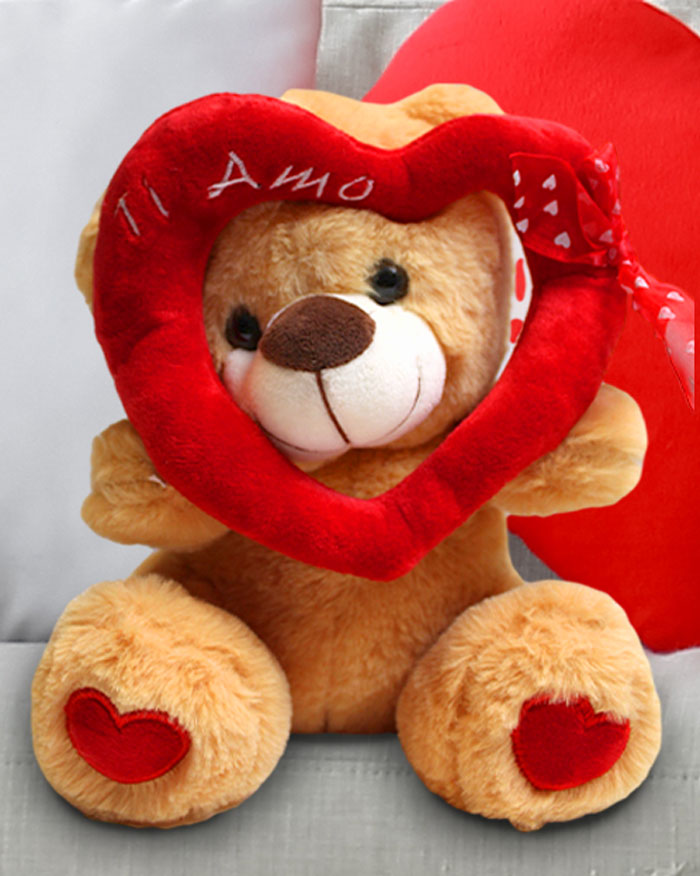 Portachiavi Orsetto di Peluche con Cuoricino Rosso Personalizzabile con  Iniziali di Lui e Lei. Idea Regalo Romantica per San Valentino per Lei e per  Lui