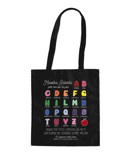 borsa-shopper-tela-bianca-lettere-maestra-personalizzabile-scuola-bambini