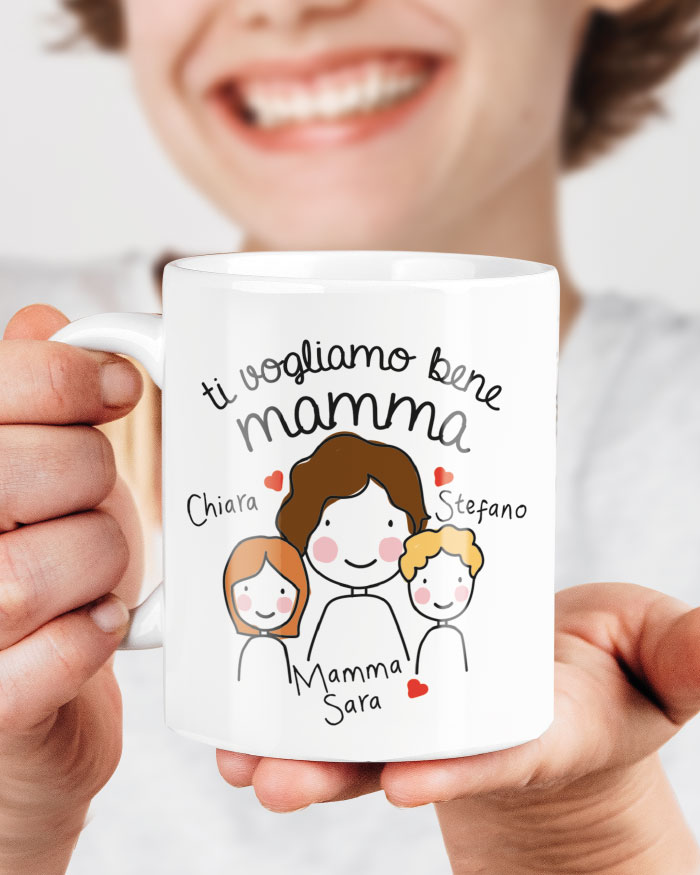 Tazza Mug Personalizzata con Nome Glitterato, Dedica e Fiori - Idea Regalo  Natale per Lei