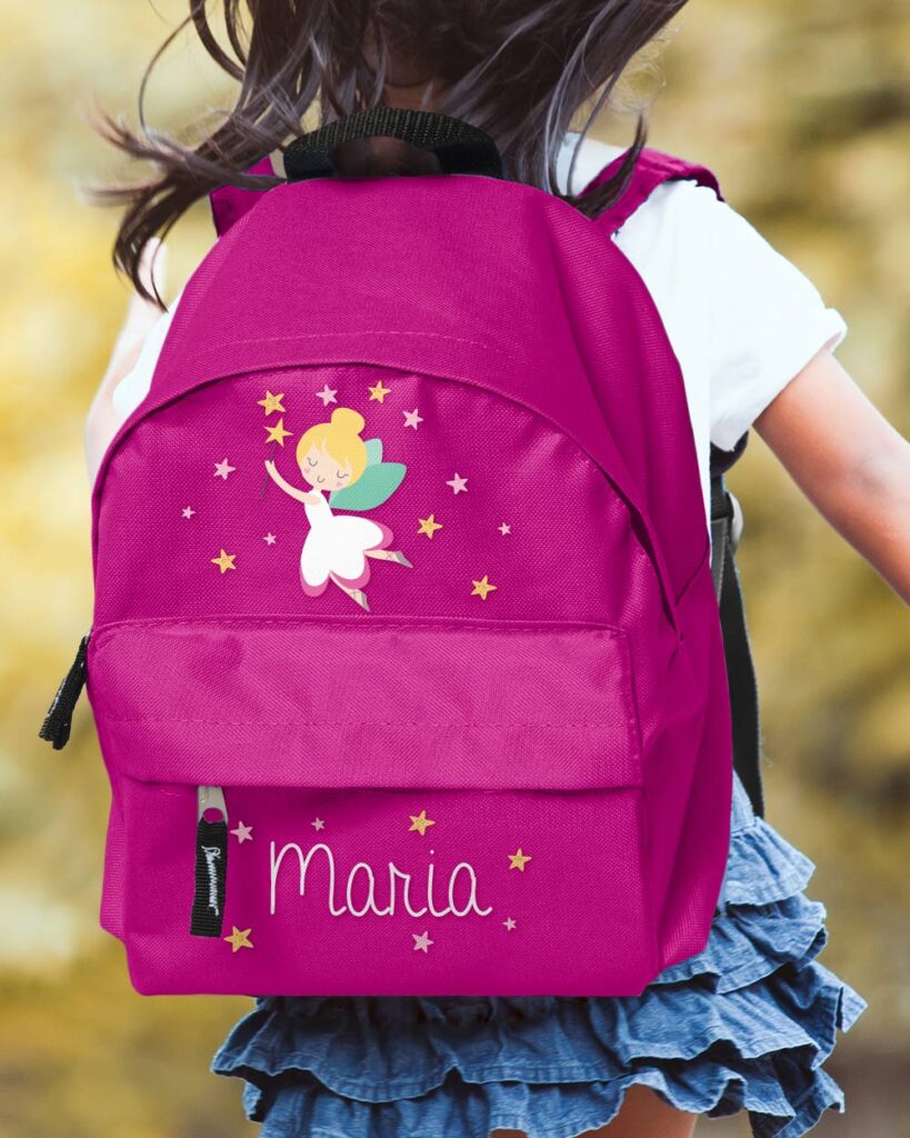 zaino-scuola-bambina-fata-fatina-rosa-fucsia-personalizzabile