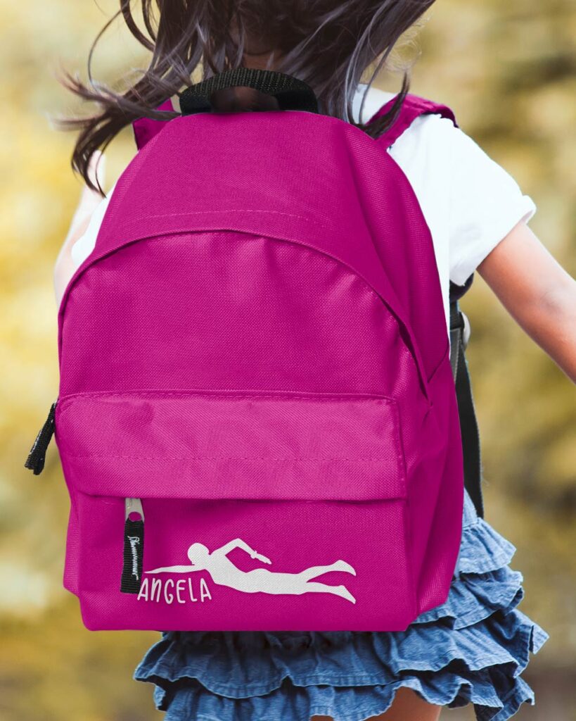 zaino-scuola-bambina-sport-nuoto-rosa-fucsia-personalizzabile