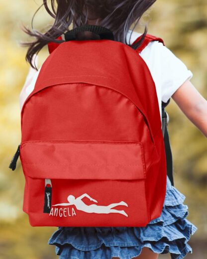 zaino-scuola-bambina-sport-nuoto-rosso-personalizzabile