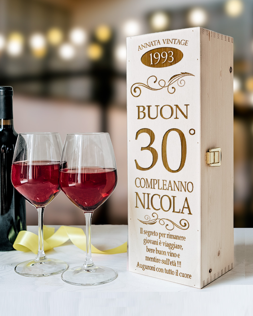 Cassettina Porta Vino in Legno Personalizzata Idea Regalo Compleanno  Importante Scatola in Legno Personalizzata per 50 anni 40 anni 30 anni