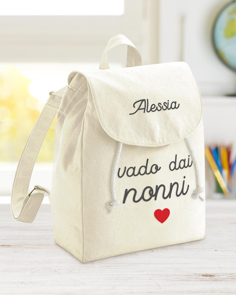 Borsa neonato Vado dai nonni ecopelle grigia Personalizzabile