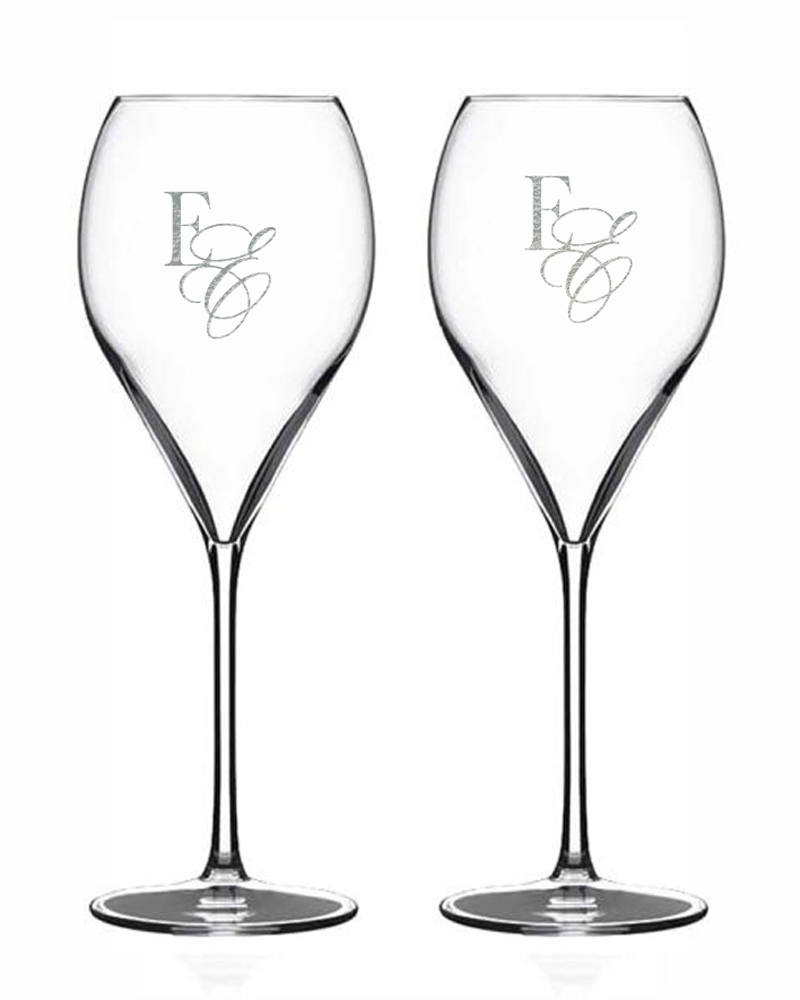 Coppia di Bicchieri Flute Franciacorta Personalizzati con Monogramma  Iniziali - Idea Regalo Matrimonio, Anniversario