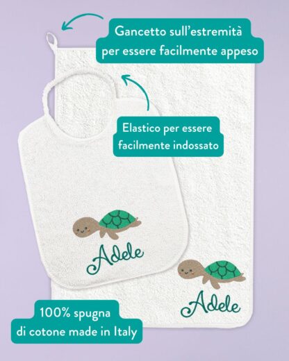 set-bavaglino-lavetta-personalizzato-tartaruga-nome