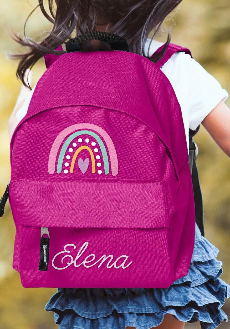 zaino-scuola-bambina-arcobaleno-rosa-fucsia-personalizzabile